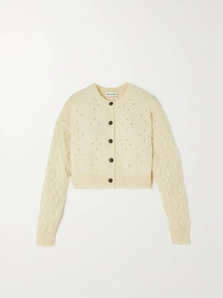 Molly Goddard - Helena Pointelle-knit Wool Cardigan - Cream Cover