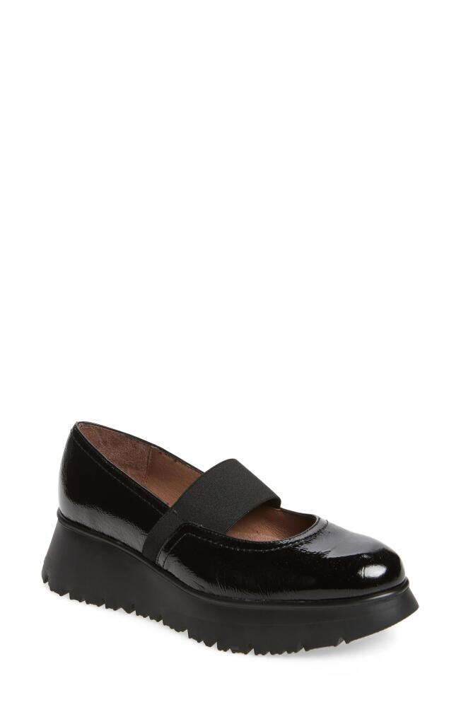 Wonders Platform Mary Jane Loafer in Black Patent Lea Cover