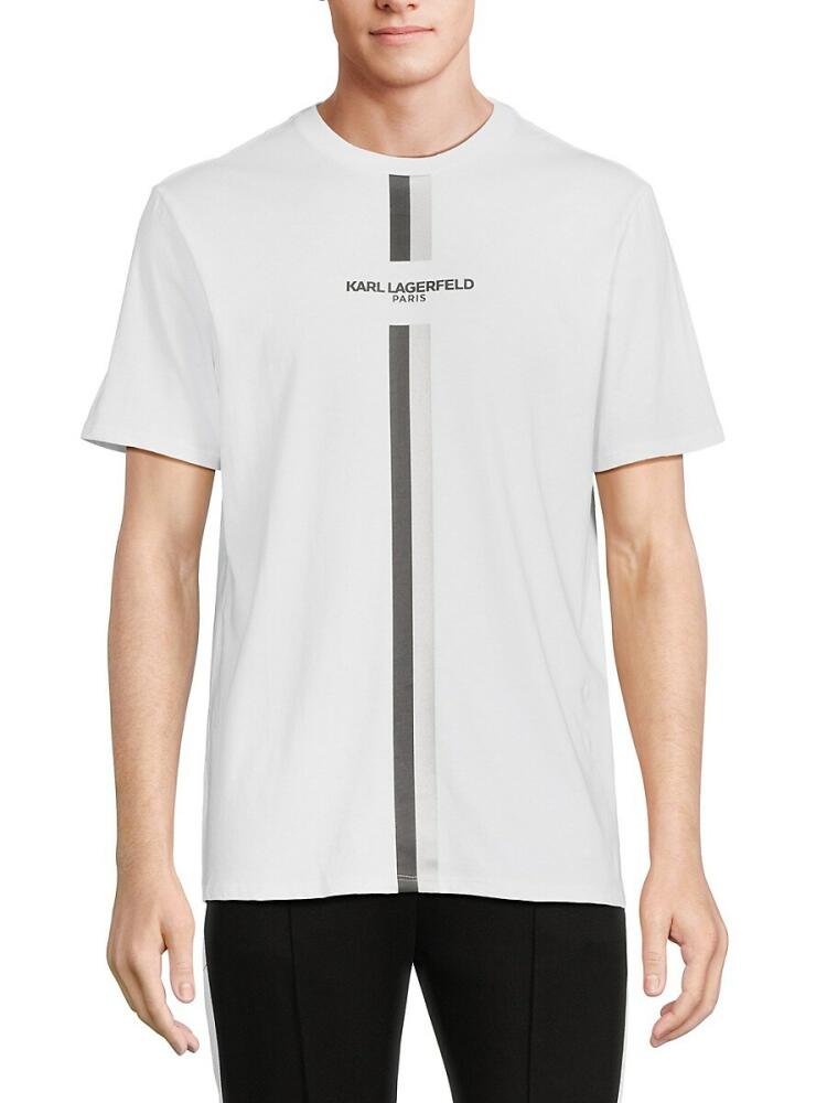 Karl Lagerfeld Paris Men's Racing Stripe Logo Tee - White Cover