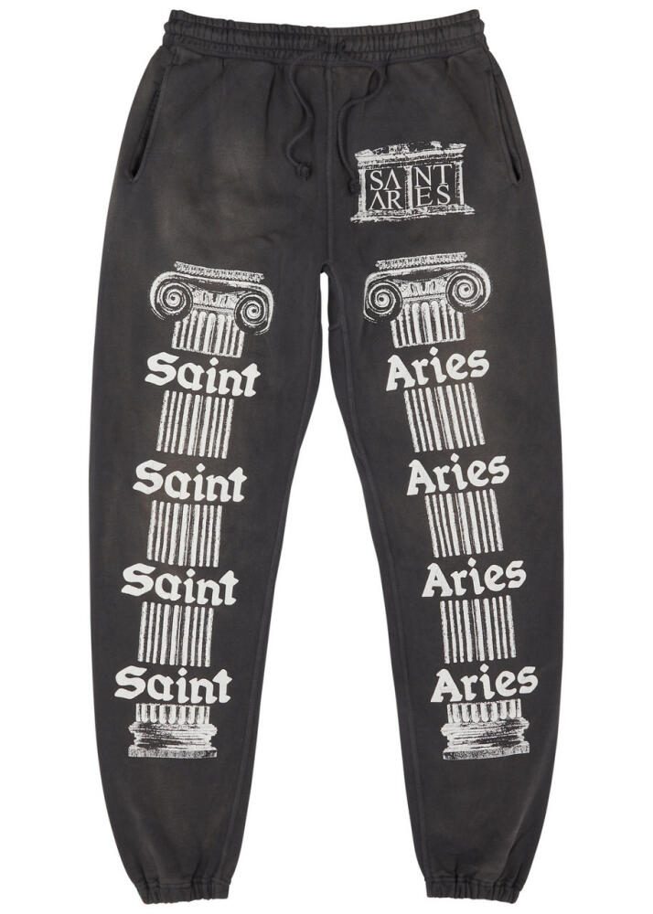 Saint Mxxxxxx Saint Aries Printed Cotton Sweatpants - Black Cover