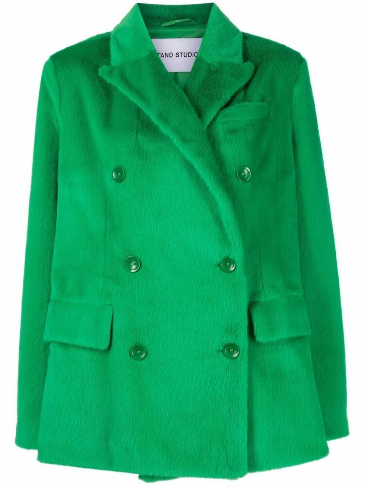 STAND STUDIO faux-fur double-breasted coat - Green Cover