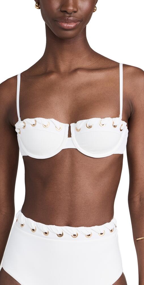 Zimmermann Halliday Eyelet Balconette Bra Bikini Top Ivory Cover