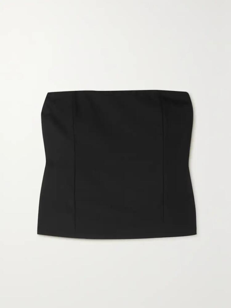 The Row - Melini Strapless Wool And Mohair-blend Twill Top - Black Cover