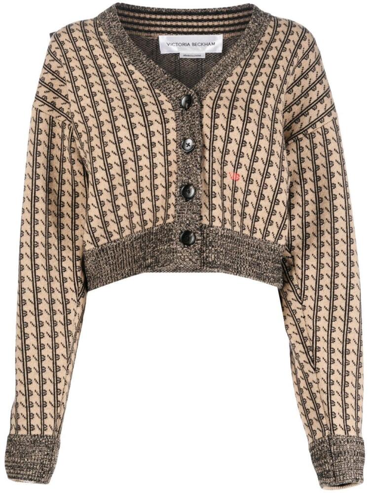 Victoria Beckham merino-wool knit cardigan - Brown Cover