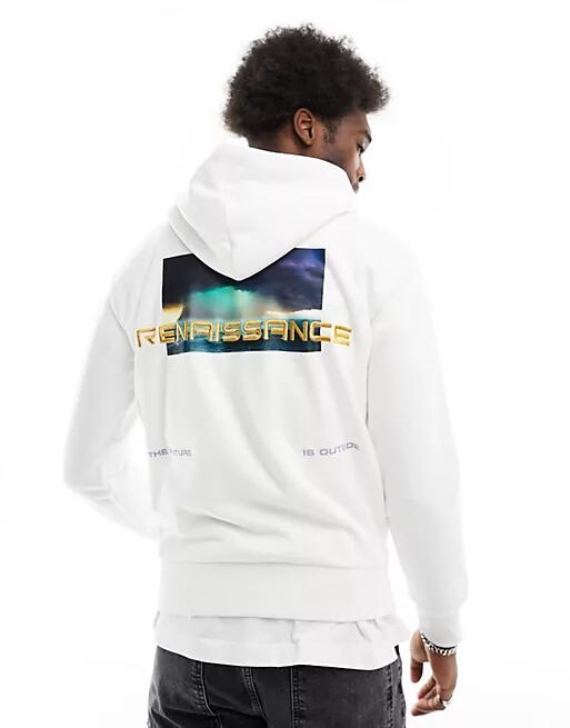 Bershka renaissance back printed hoodie in white Cover