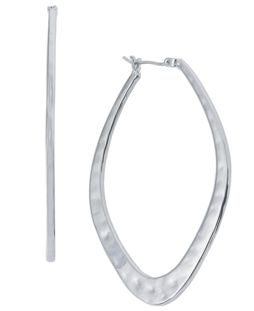 Style & Co Hammered Diamond Large Hoop Earrings, 2.2", Created for Macy's - Silver Cover