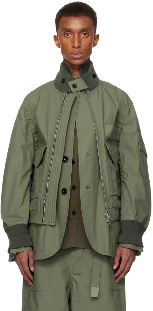 sacai Khaki Ripstop Jacket Cover