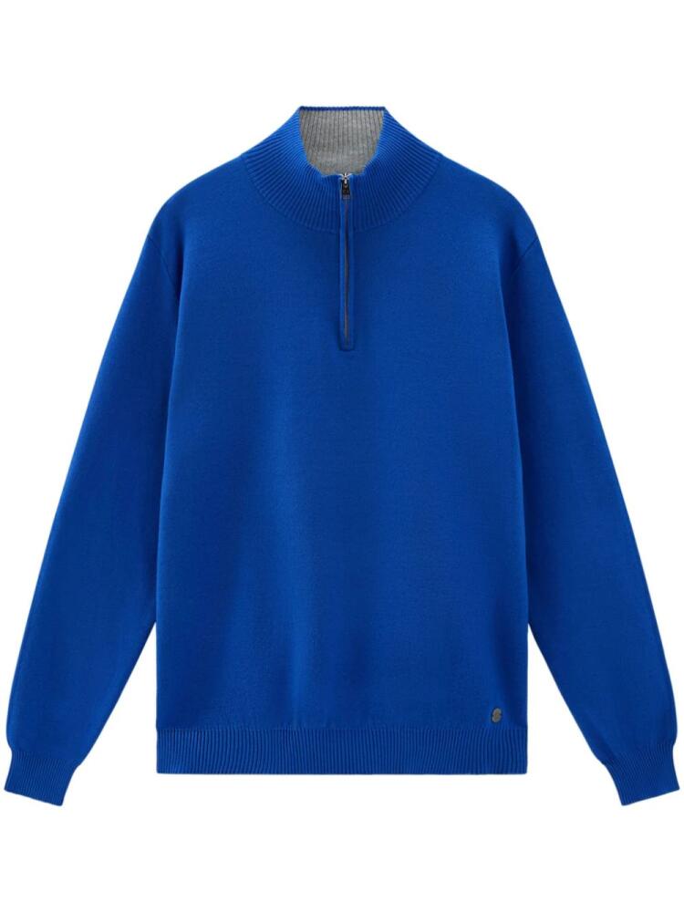 Woolrich logo-plaque half-zip jumper - Blue Cover