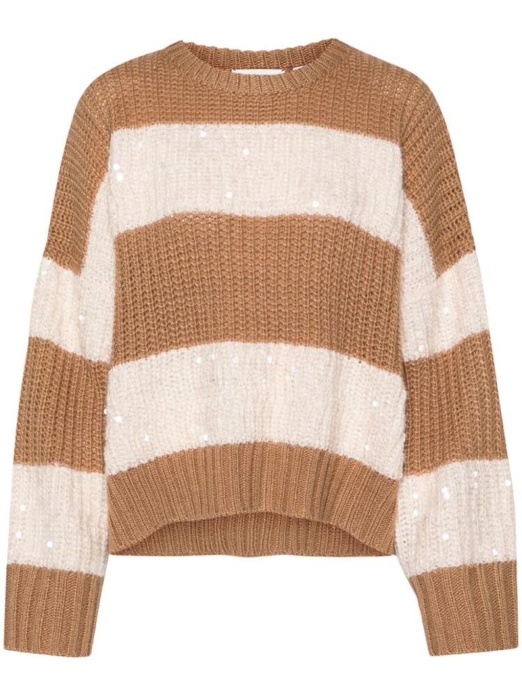 Essentiel Antwerp sequin-embellished striped sweater - Neutrals Cover