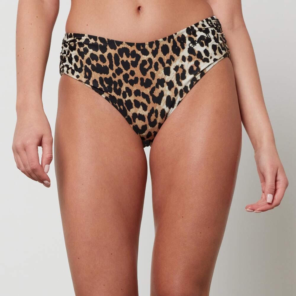 Ganni Leopard-Print Recycled Bikini Bottoms Cover