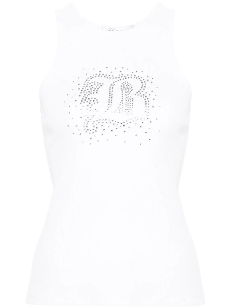 Blumarine crystal-embellished fine-ribbed top - White Cover