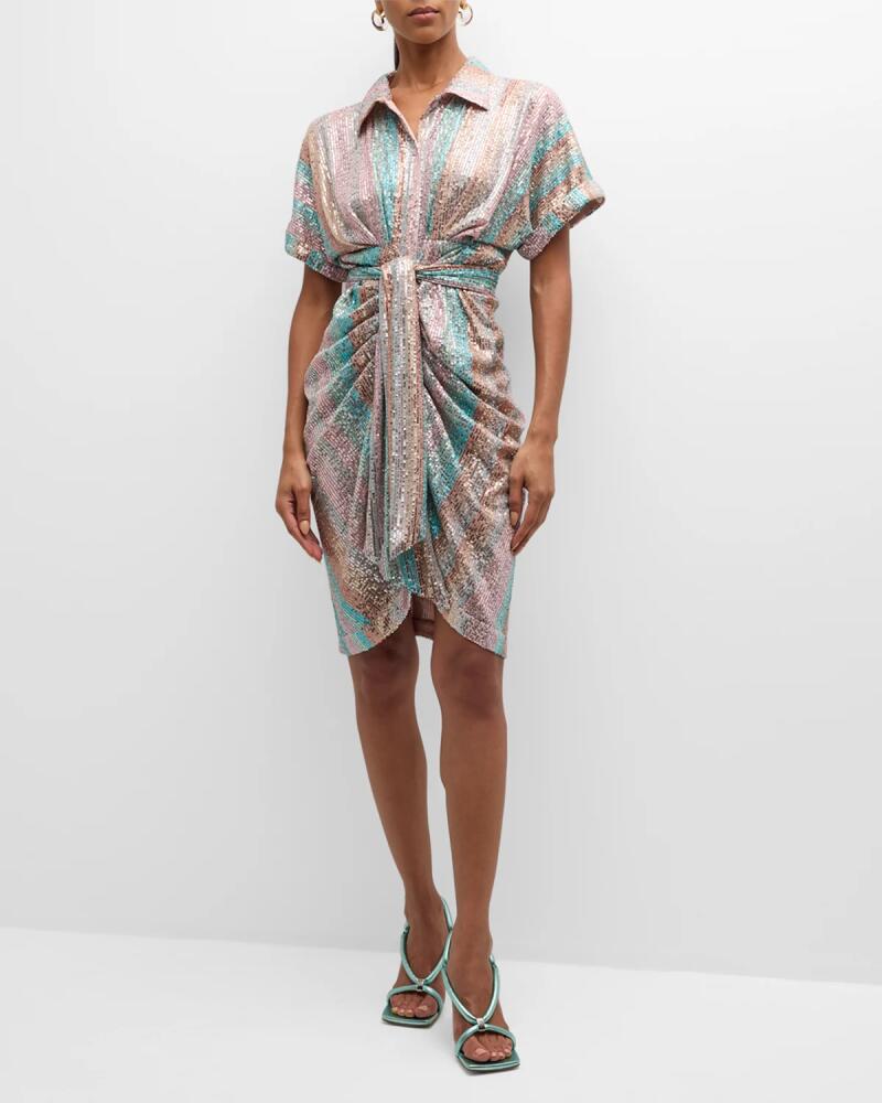 Le Superbe Mini Miko Draped Sequin Shirtdress Cover