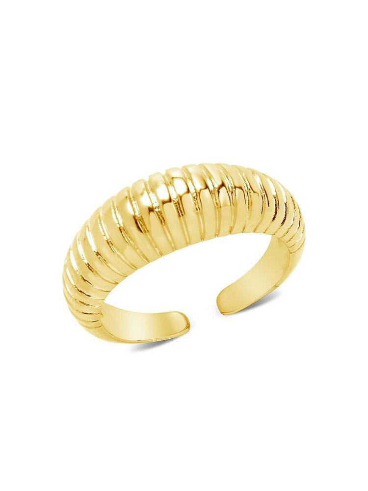 Sterling Forever Women's 14K Goldplated Ribbed Open Ring Cover