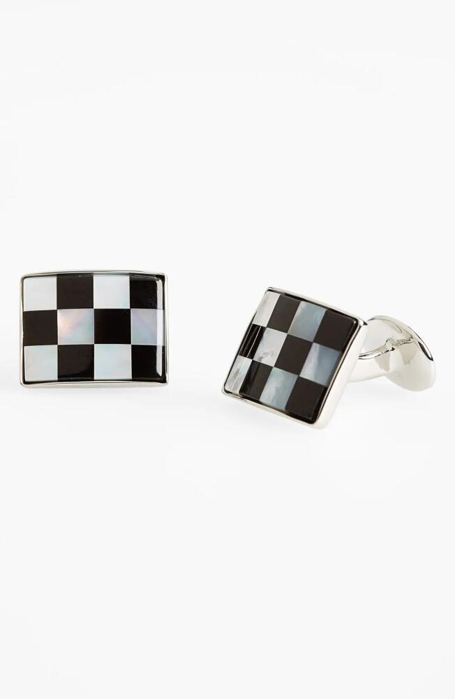 David Donahue Checkerboard Cuff Links in Silver/Onyx/Mother Of Pearl Cover