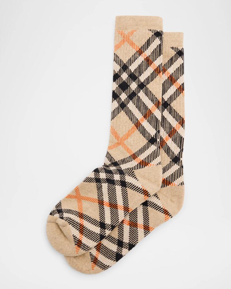 Burberry Men's Cotton Blend Check Crew Socks Cover