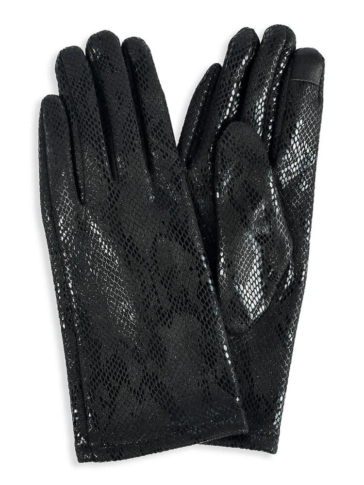 MARCUS ADLER Women's Snake Embossed Faux Leather Tech Gloves - Black Cover