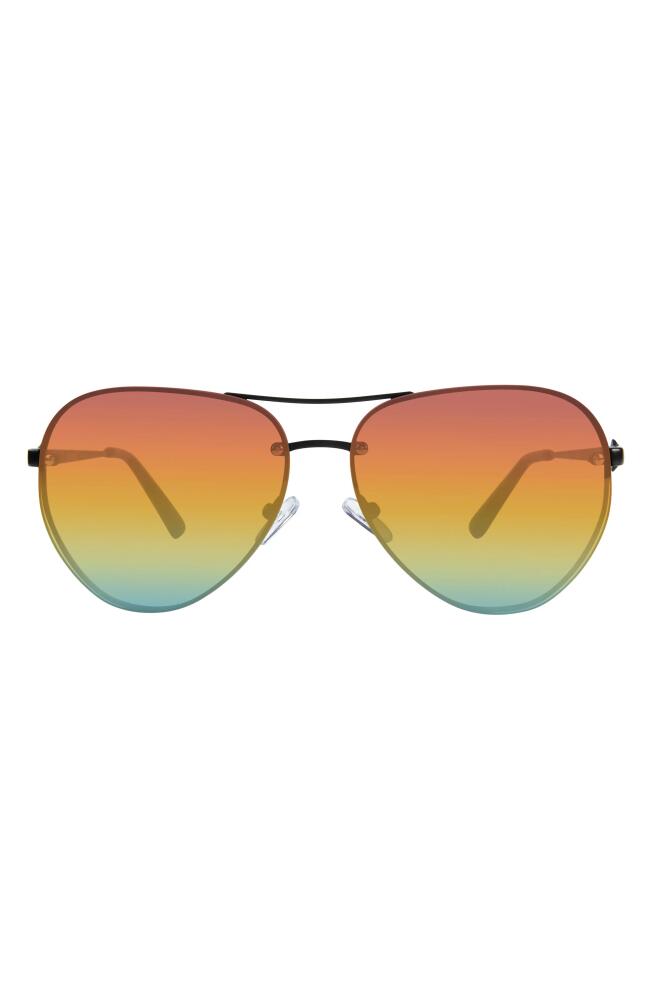 Kurt Geiger London 60mm Aviator Sunglasses in Black/Rainbow Cover