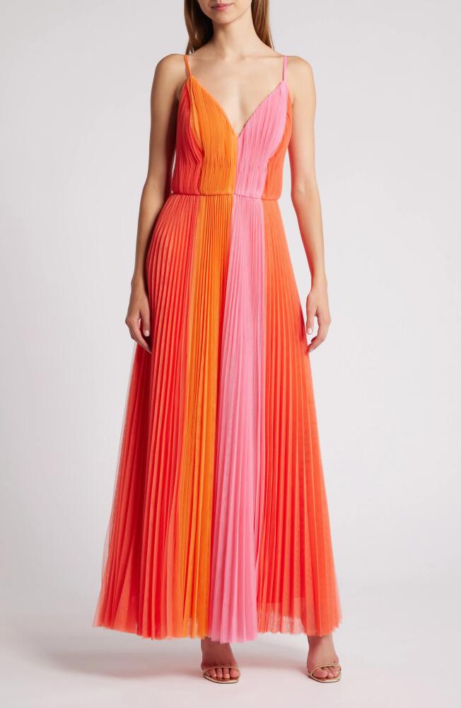 Hutch Colorblock Pleated Tulle Gown in Warm Multi Cover