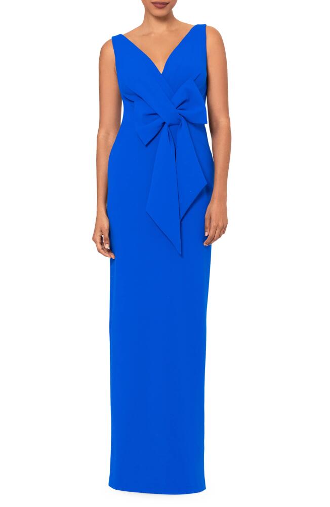 Betsy & Adam Bow Front Scuba Gown in Cobalt Cover