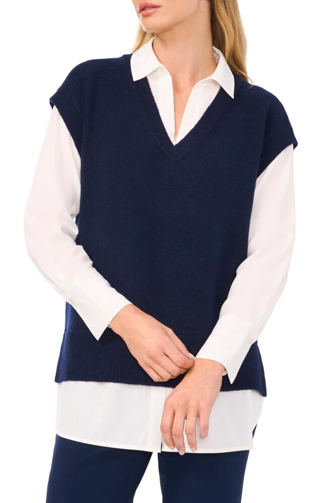 halogen(r) Layered Look Sweater Vest in Classic Navy Blue Cover