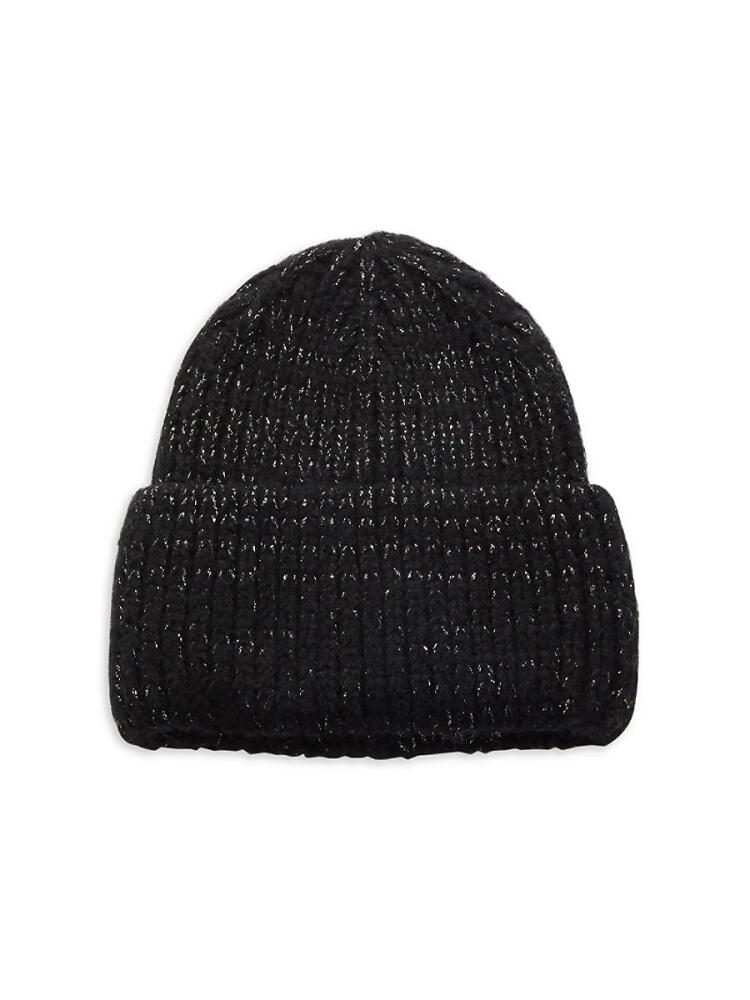 Women's Marcus Adler NY Sparkle Rib Knit Beanie - Black Cover