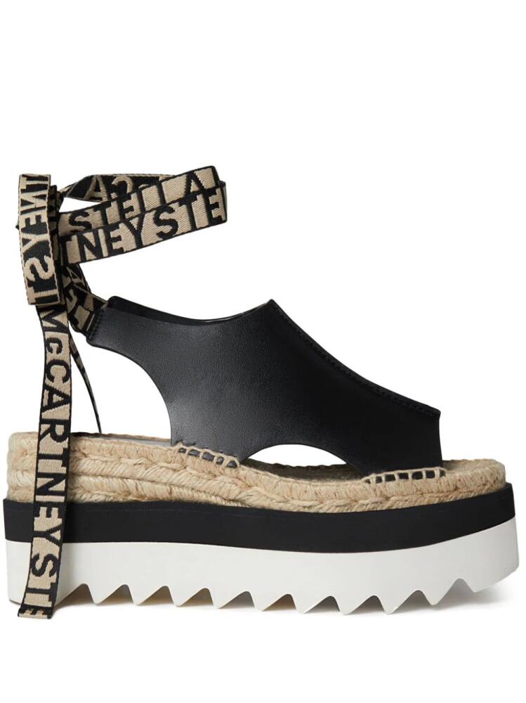 Stella McCartney Gaia logo-ribbon platform espadrilles - Black Cover