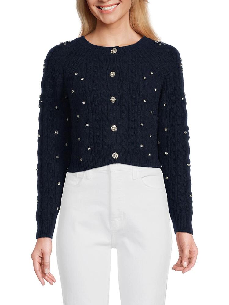 ba & sh Women's Otello Wool Cropped Cardigan - Navy Cover