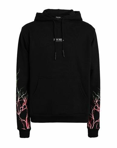 Phobia Archive Black Hoodie With Red And Green Lightning Man Sweatshirt Black Cotton Cover