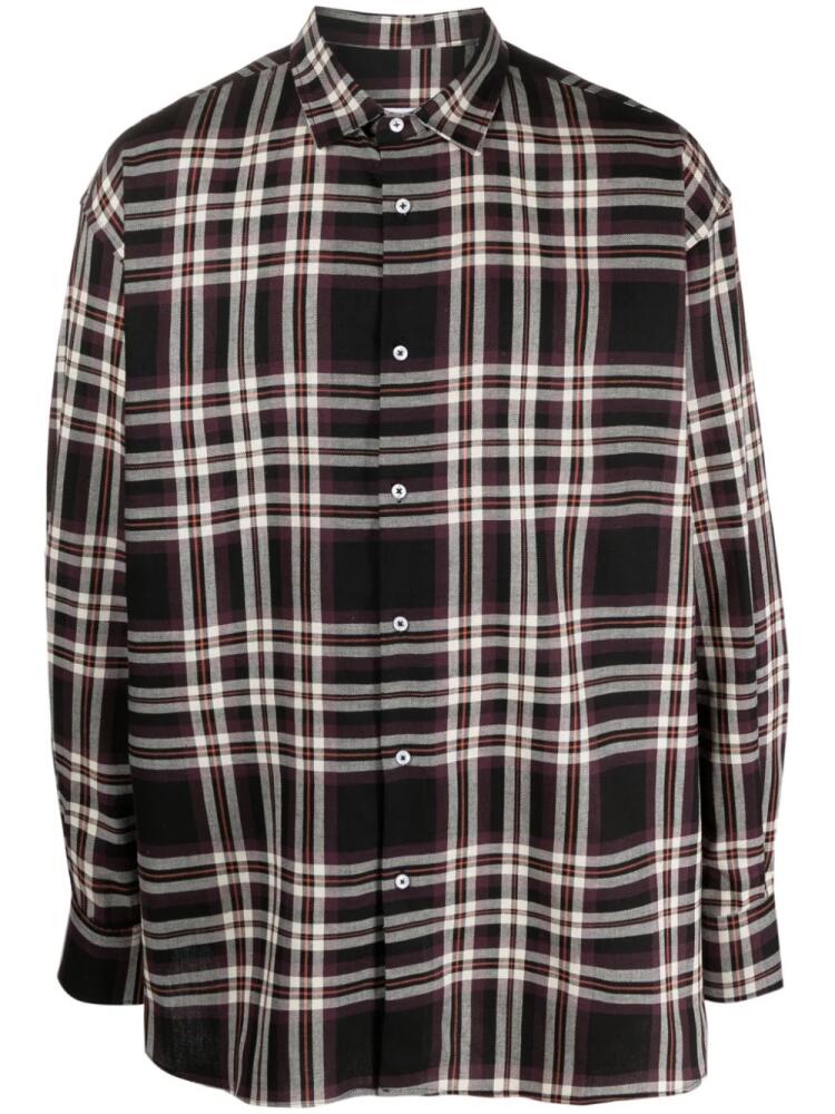 Family First logo-print checkered shirt - Black Cover