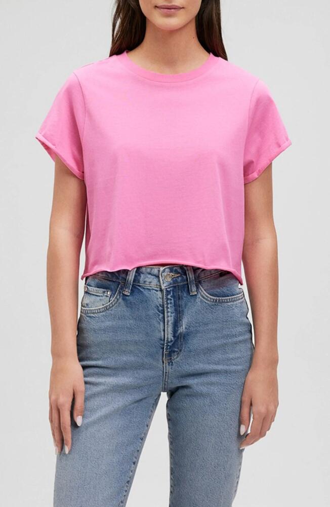 Mavi Jeans Oversize Raw Hem Crop T-Shirt in Shocking Pink Cover