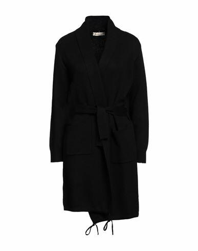 Cashmere Company Woman Cardigan Black Wool, Cashmere Cover