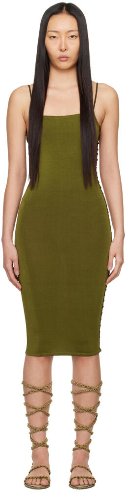 Isa Boulder SSENSE Exclusive Khaki Jigsaw Midi Dress Cover