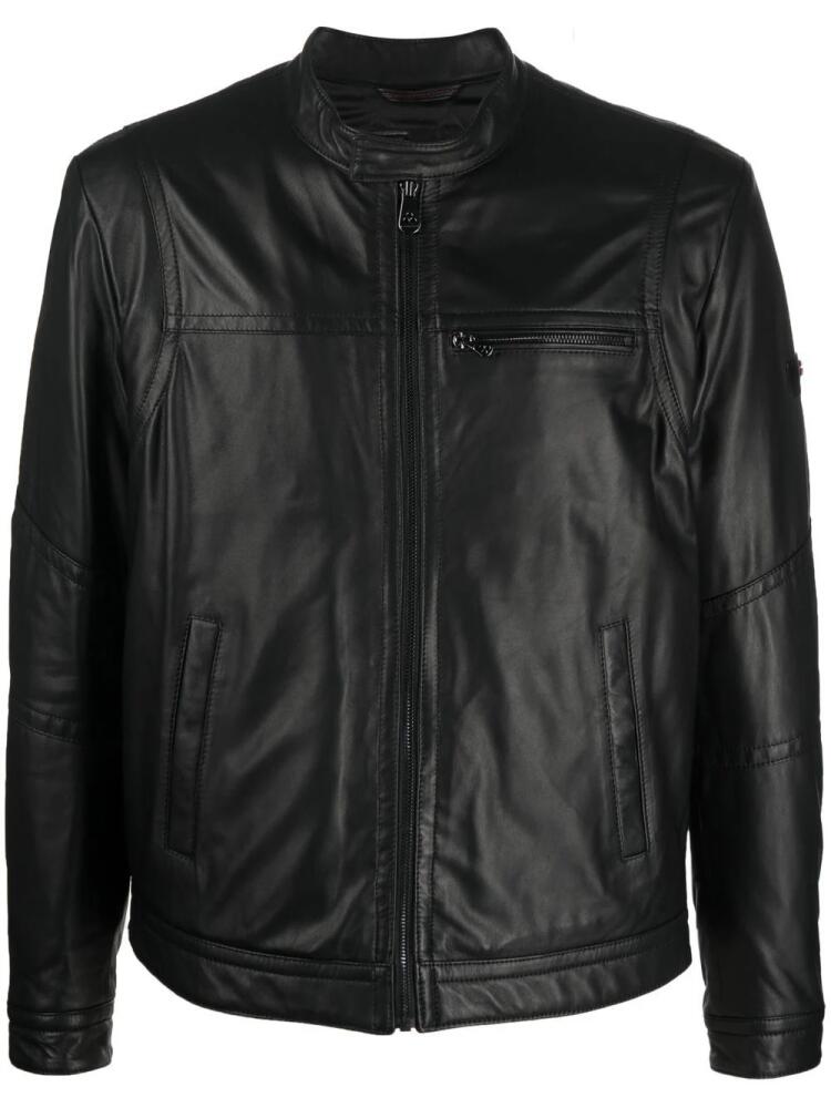 Peuterey logo-patch biker jacket - Black Cover