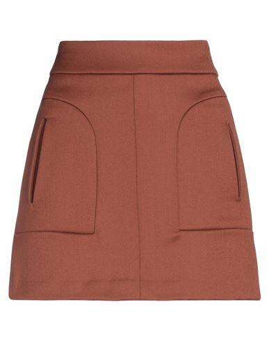 Simona Corsellini Woman Mini skirt Brown Virgin Wool, Polyamide, Elastane Cover