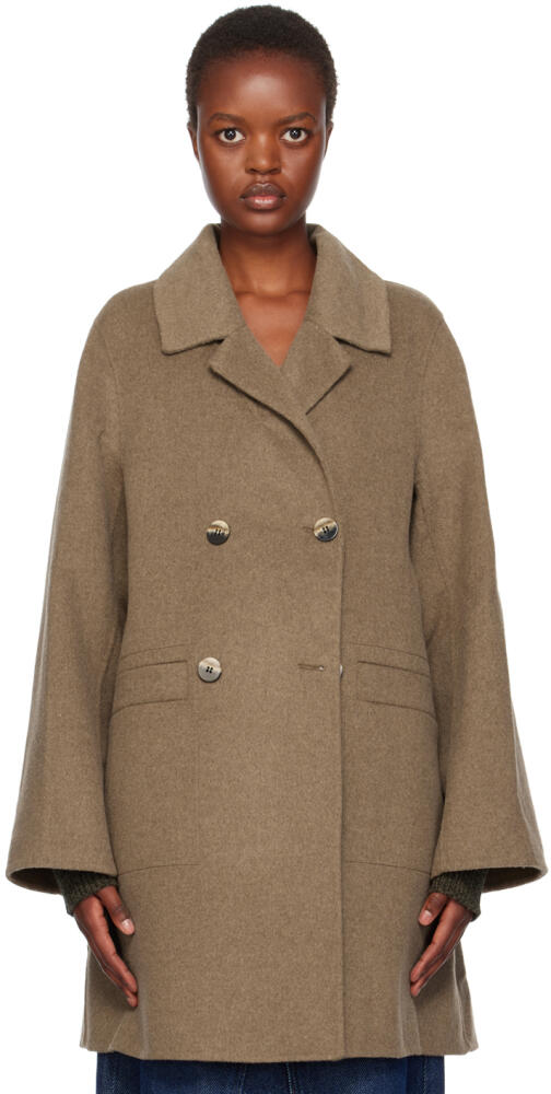 GANNI Brown Midi Coat Cover