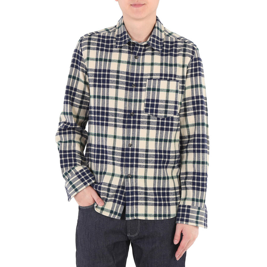 A.P.C. Mens Ecru John Checked Overshirt Cover