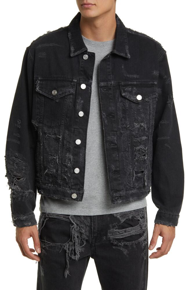 FRAME Shredded Denim Trucker Jacket in Durban Destruct Cover