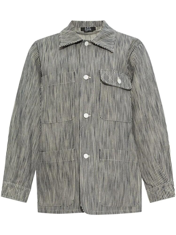 A.P.C. striped button-up shirt jacket - Black Cover