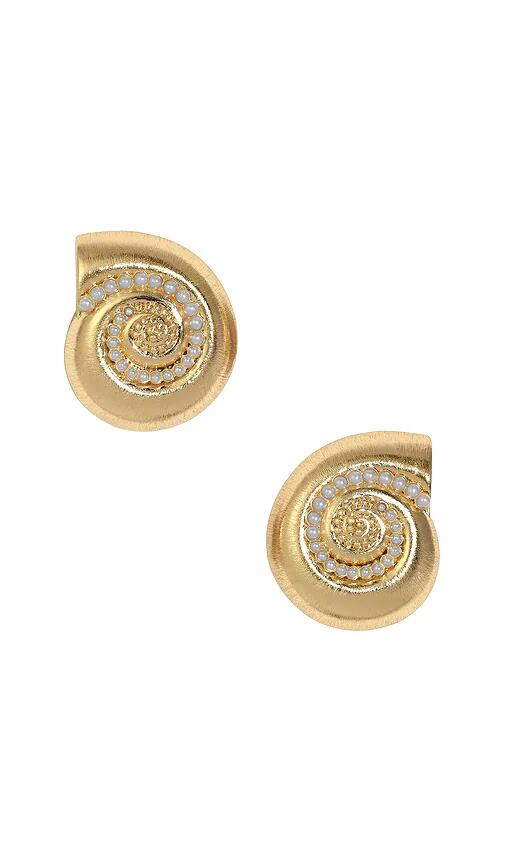 Lili Claspe La Mer Pearl Bezel Earring in Metallic Gold Cover