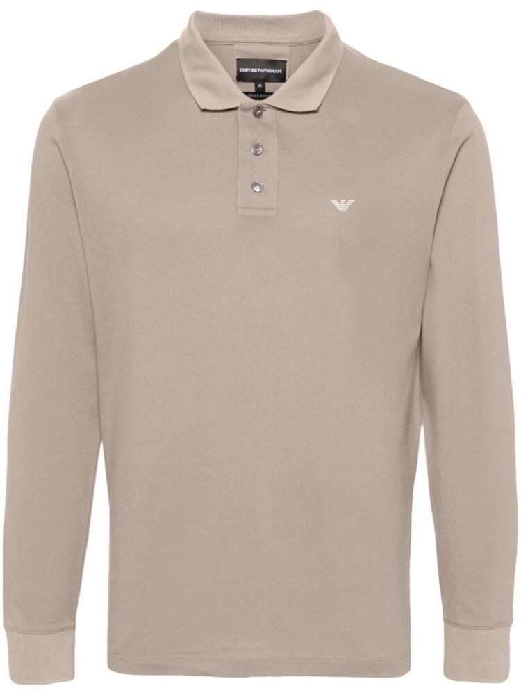 Emporio Armani logo-appliqué cotton polo shirt - Neutrals Cover