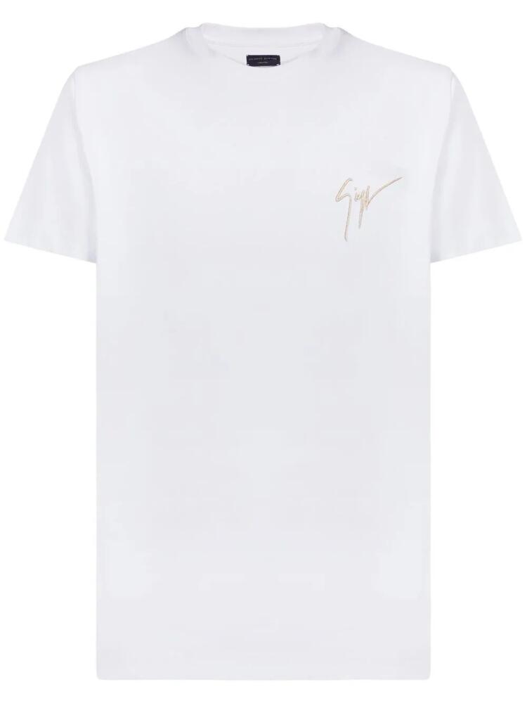 Giuseppe Zanotti embroidered logo cotton T-shirt - White Cover