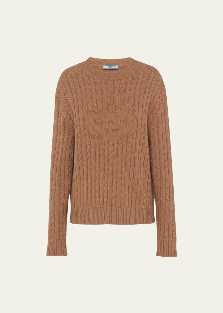 Prada Embossed Logo Cable Cashmere Sweater Cover