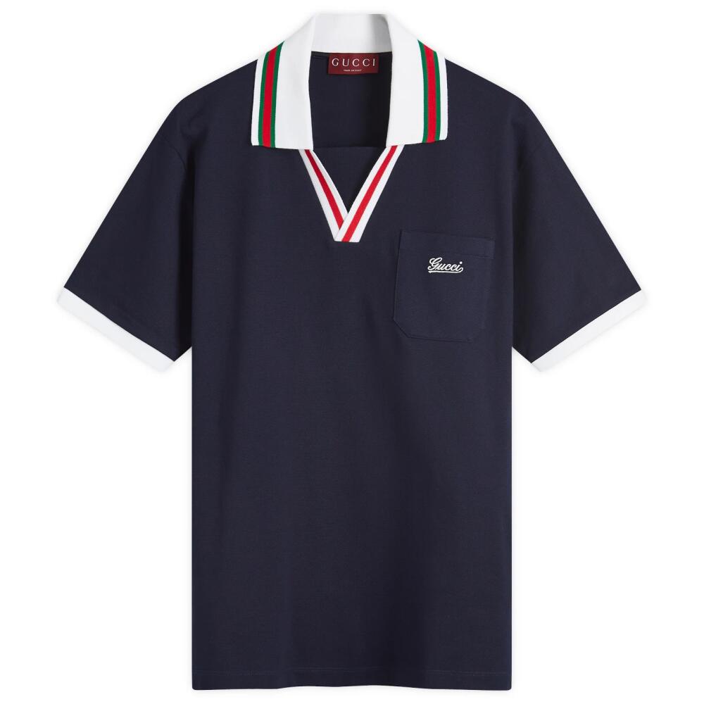 Gucci Men's Skipper Collar Logo polo in Navy Cover