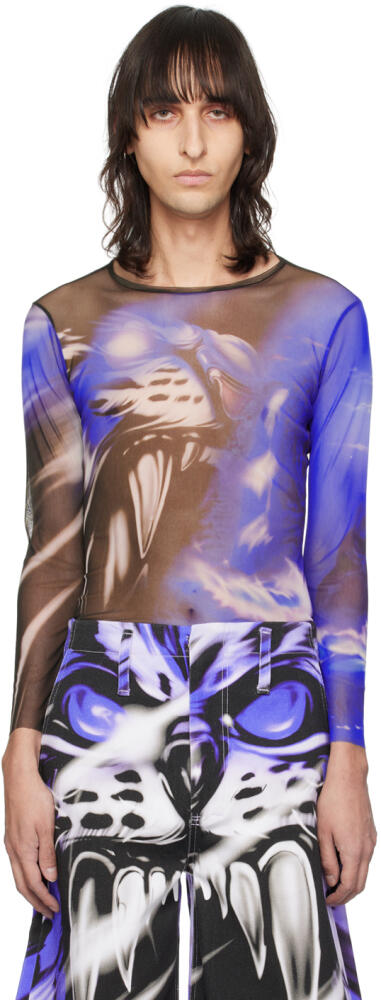 Gerrit Jacob Blue & Black Printed Long Sleeve T-Shirt Cover