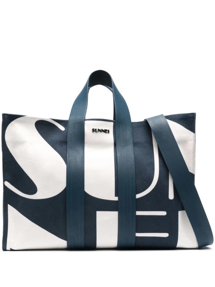 Sunnei Parallelepipedo logo-print tote bag - White Cover