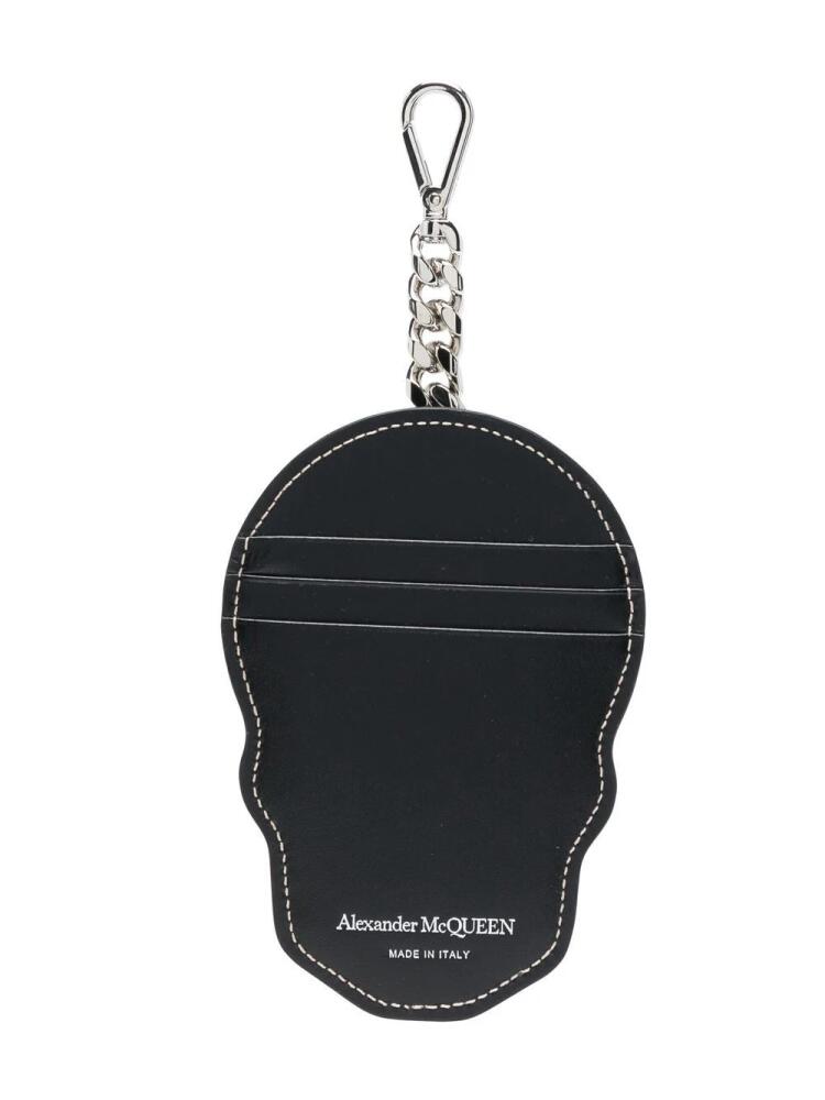 Alexander McQueen skull leather cardholder clip - Black Cover