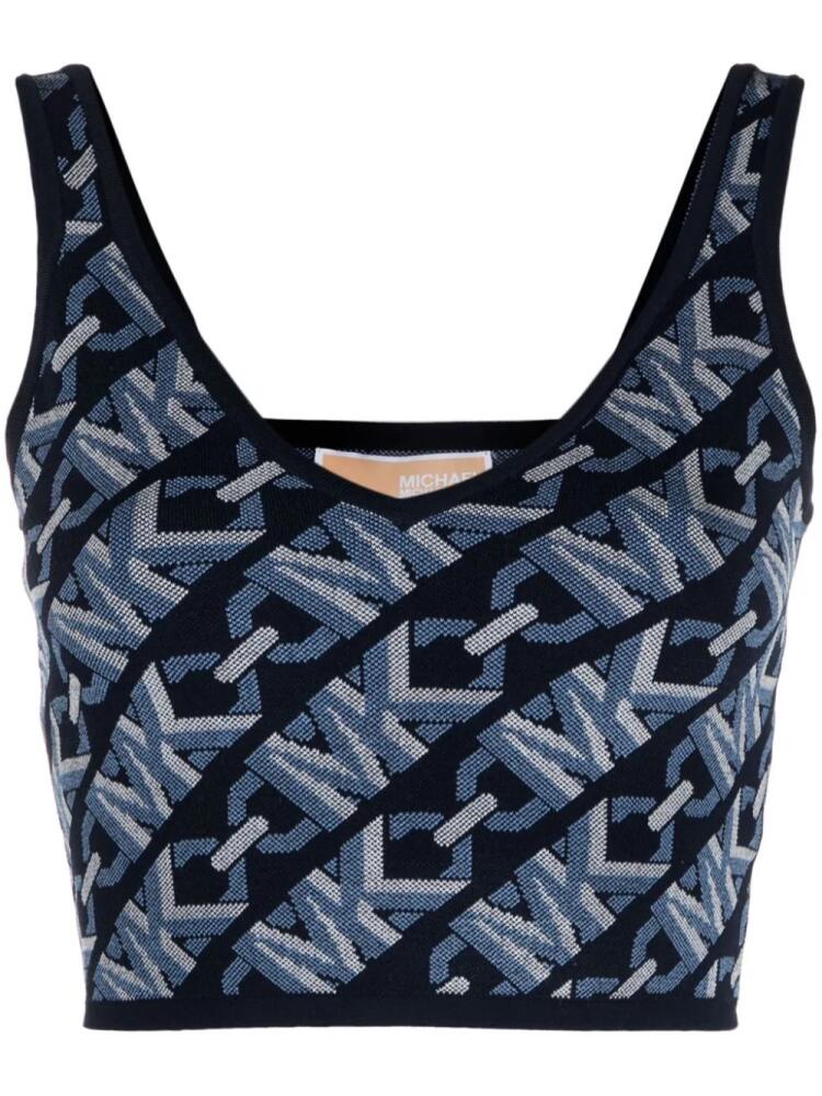 Michael Michael Kors monogram-jacquard cropped tank top - Blue Cover