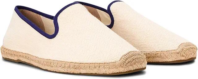 Soludos Smoking Slipper Espadrille (Ivory / Dark Blue) Men's Slip on Shoes Cover