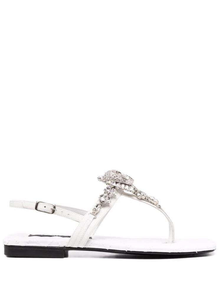 Philipp Plein crystal-skull flat sandals - White Cover