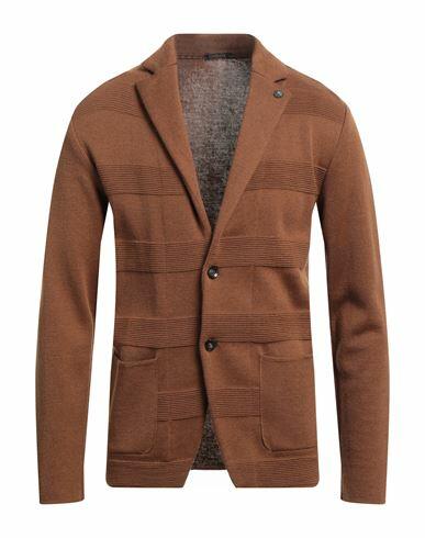 Officina 36 Man Blazer Brown Acrylic, Wool Cover